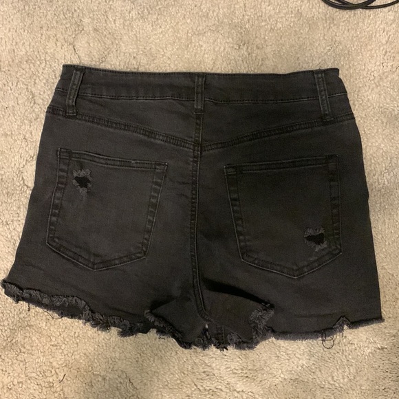 Vanilla Star Brand Distressed Highwaisted Black Jean Shorts - Picture 2 of 8